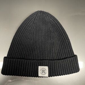 Reigning Champ Watch Cap Black Knit Merino Wool Beanie